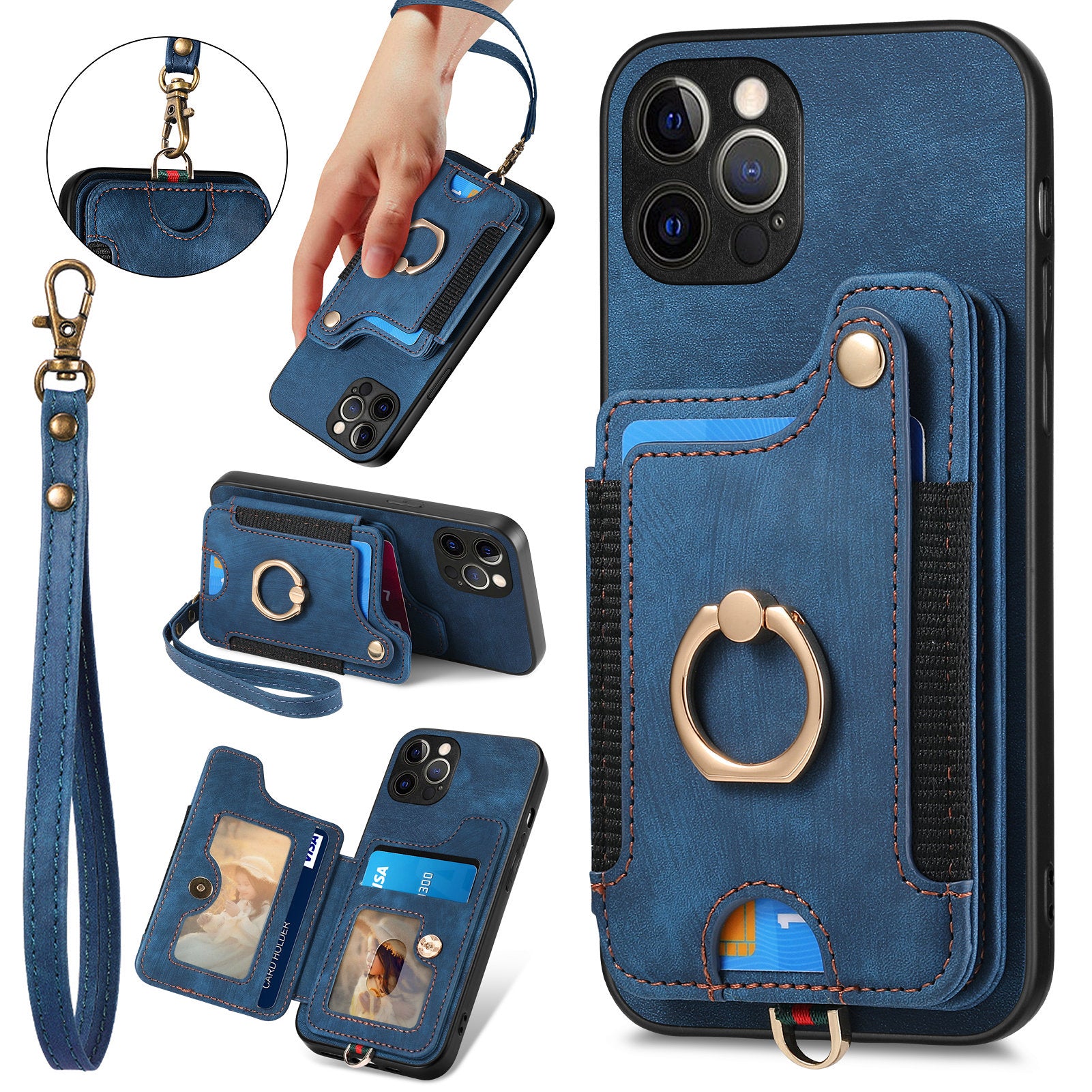 RFID Blocking Phone Case for iPhone 12 Pro Max Kickstand Card Holder PU Leather PC TPU Cover RFID Blocking Phone Case for iPhone 12 Pro Max Kickstand Card Holder PU Leather PC TPU Cover